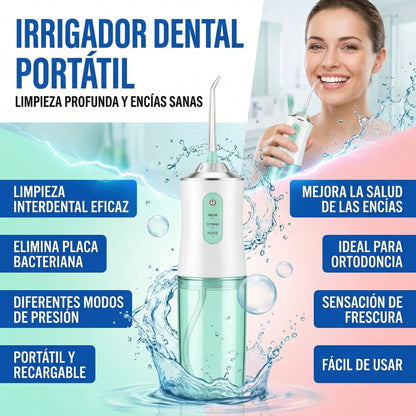 Irrigador Bucal Eléctrico Portátil con 3 Modos y 4 Boquillas