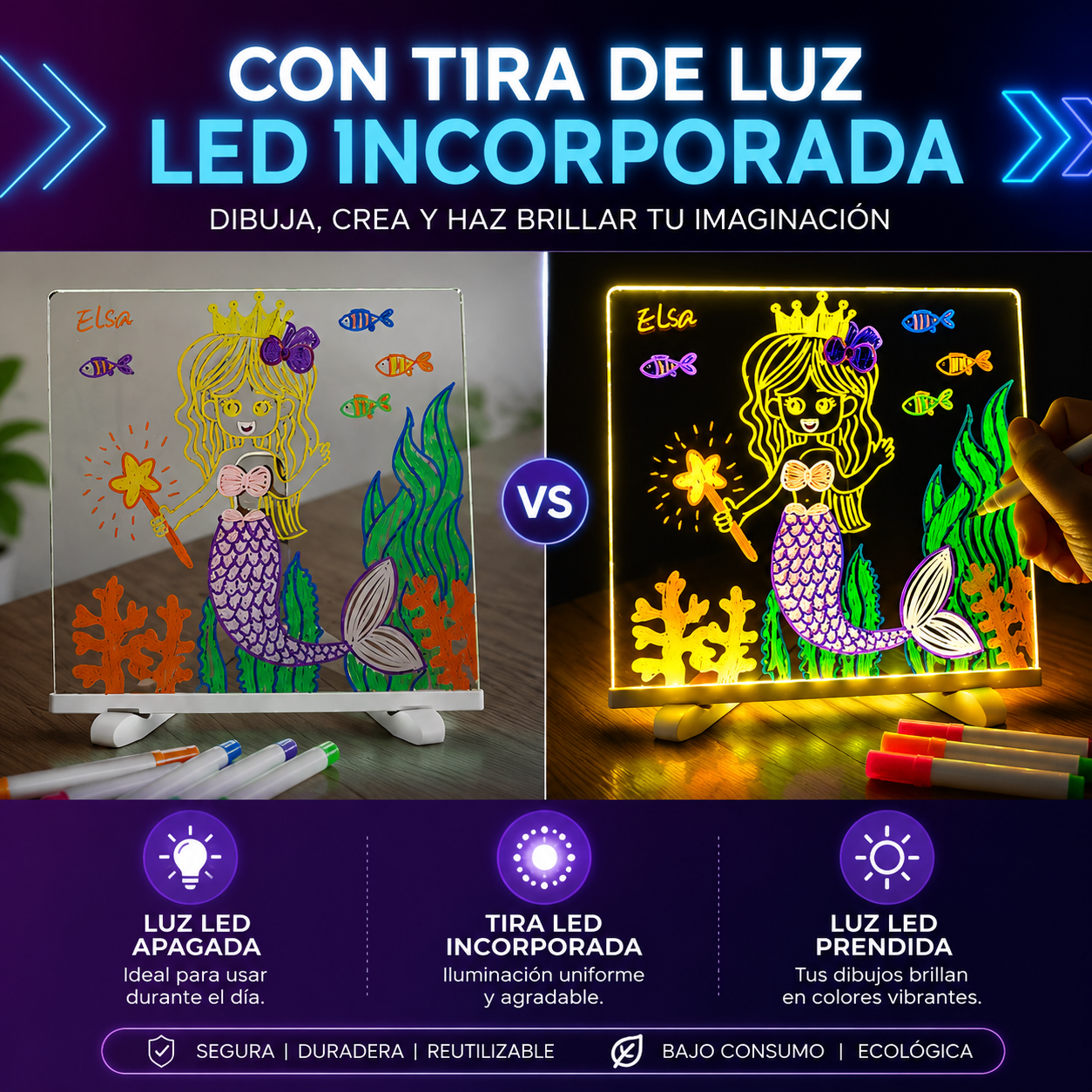 Pizarra Mágica LED para Dibujar con Luz